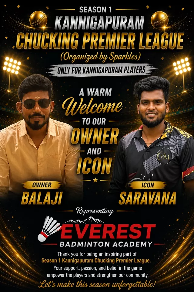 Owner Balaji and Icon Saravana — Everest Badminton Academy